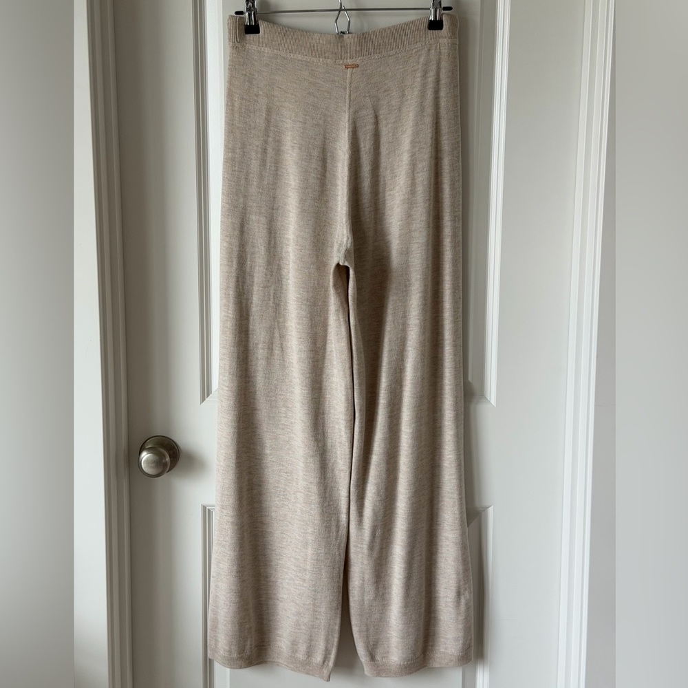 Victoria's Secret Soft Knit Oatmeal Neutral Wide-Leg High Rise Lounge Pants-M - Picture 7 of 15